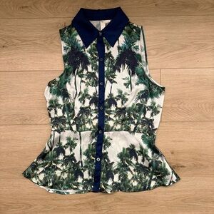 Tropical Print Sleeveless Blouse Forever 21